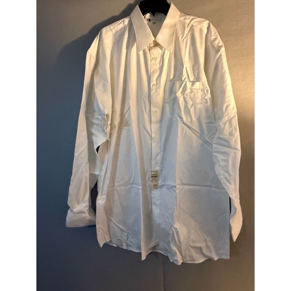 Bachrach Dress Shirt Men's‎ 18.5 x 36/37 White JDC Monogram Casual Office NWT